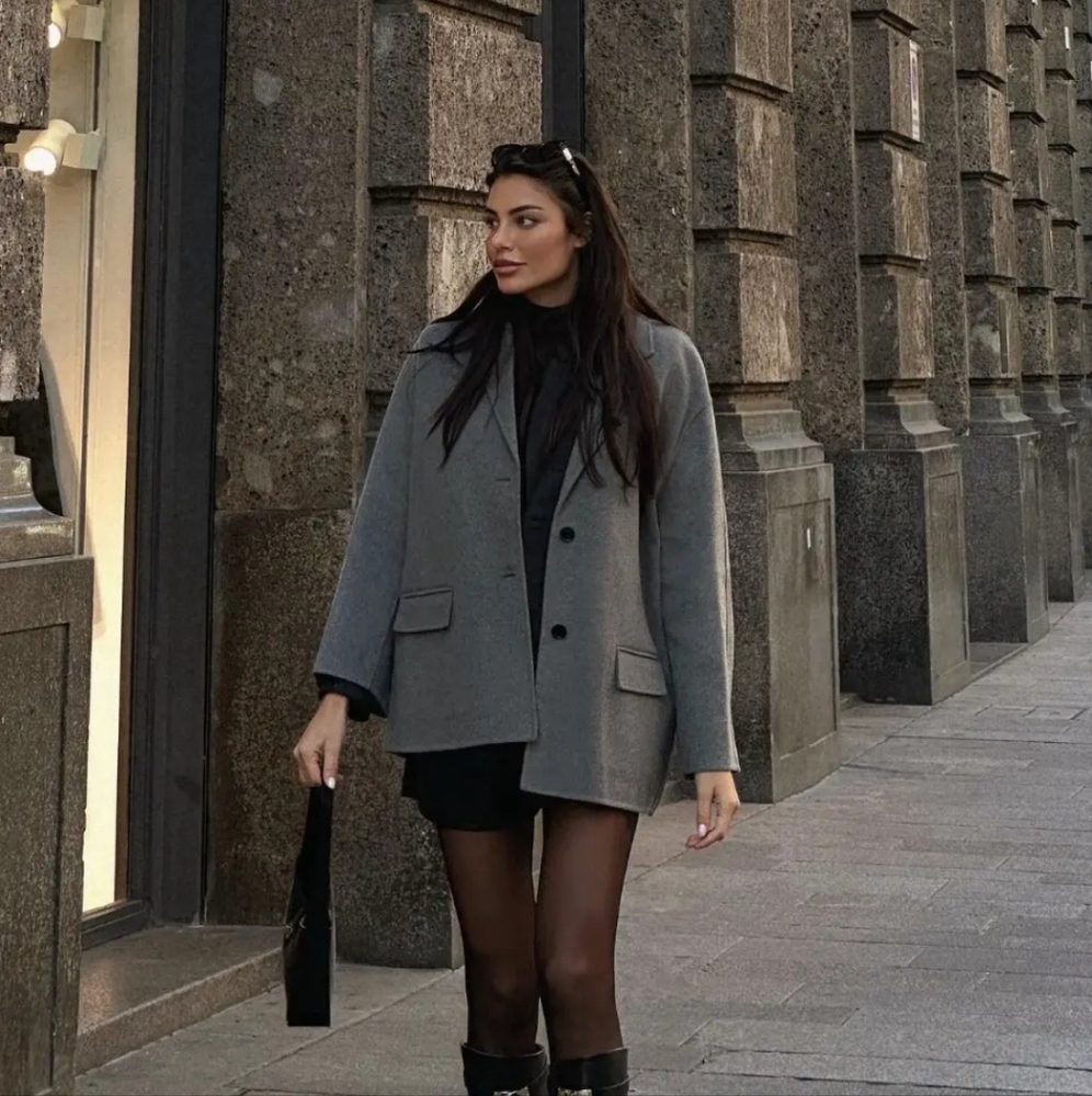 DOUBLE FACED WOOL BLEND BLAZER ZW COLLECTION SIZE M-L